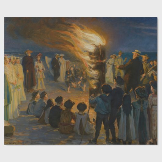 Peder Severin Kroyer - Bonfire in de nacht van de  Cadeaupapier (Vlak)