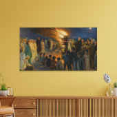 Peder Severin Kroyer - Bonfire in de nacht van de Canvas Afdruk (Insitu (Woonkamer))
