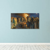 Peder Severin Kroyer - Bonfire in de nacht van de Canvas Afdruk (Insitu (Houten vloer))