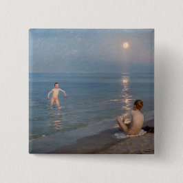 Peder Severin Kroyer - Boys Bathing at Skagen Vierkante Button 5,1 Cm