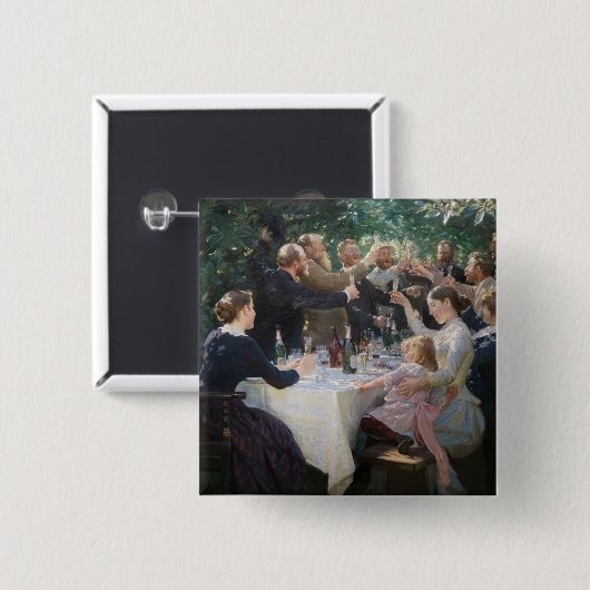 Peder Severin Kroyer - Hip, Hip, Hurrah! Vierkante Button 5,1 Cm (Voorkant /achterkant)