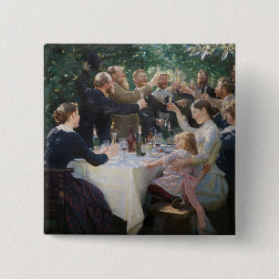 Peder Severin Kroyer - Hip, Hip, Hurrah! Vierkante Button 5,1 Cm