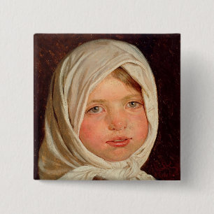 Peder Severin Kroyer - Klein meisje uit Hornbaek Vierkante Button 5,1 Cm