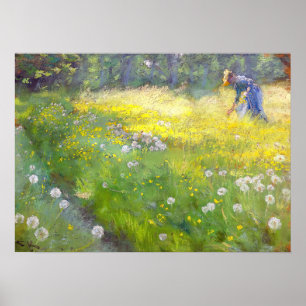Peder Severin Kroyer - Marie Kroyer in de tuin Poster