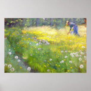 Peder Severin Kroyer - Marie Kroyer in de tuin Poster