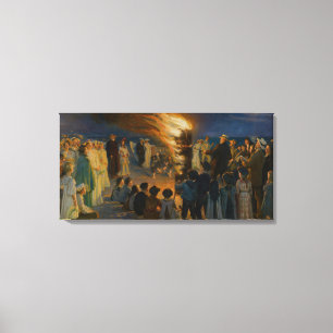 Peder Severin Kroyer - Midsummer's Eve Bonfire Canvas Afdruk