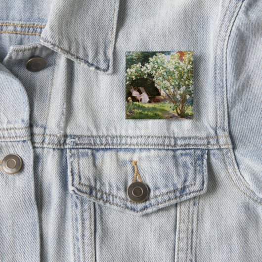 Peder Severin Kroyer - Rozen Vierkante Button 5,1 Cm (In situ)