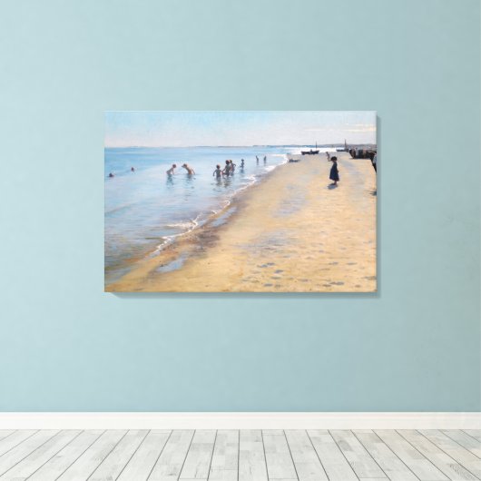 Peder Severin Kroyer - zomerdag in Skagen-strand Canvas Afdruk (Insitu (Houten vloer))