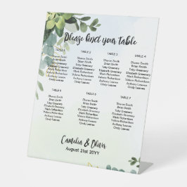 Pedestal 7 Table Wedding Seating Chart Greenery P Reclamebord Met Voetstuk