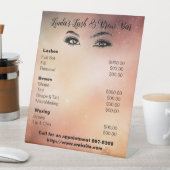 Pedestal services menu voor wlash/brow business reclamebord met voetstuk (Insitu)