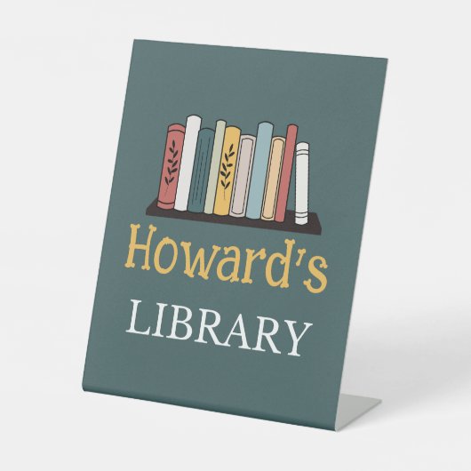 Pedestal Sign - Bibliotheek - Gepersonaliseerd - N Reclamebord Met Voetstuk (Voorkant)