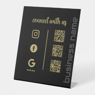 Pedestal Sign – Connect With Us QR Display (B) Reclamebord Met Voetstuk