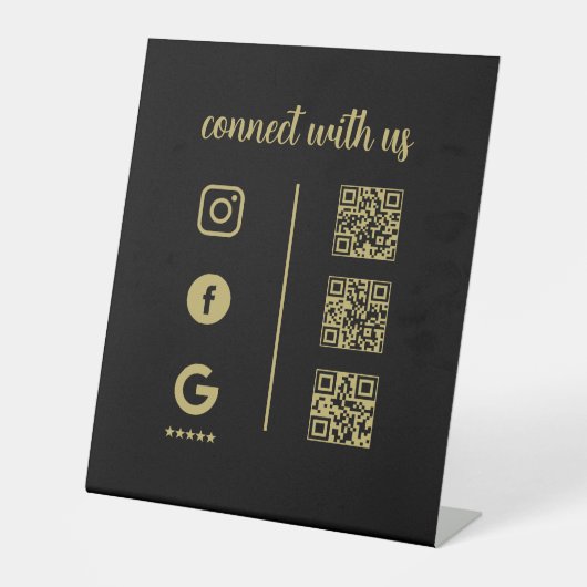 Pedestal Sign – Connect With Us QR Display Reclamebord Met Voetstuk (Voorkant)