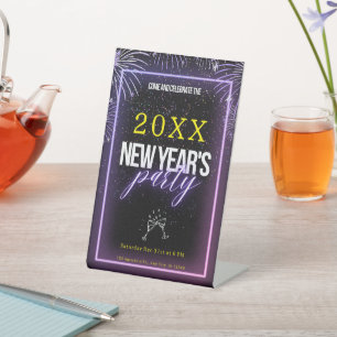 Pedestal Sign -Nieuwjaar Party -Details toevoegen Reclamebord Met Voetstuk