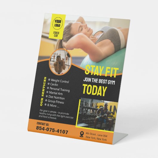 Pedestal Sign van Gym Services Reclamebord Met Voetstuk (Voorkant)