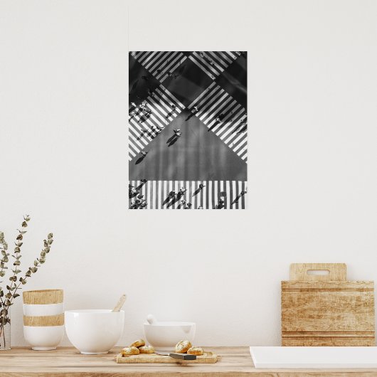 Pedestrian Crosswalk with People and Shadows Poster (Keuken)