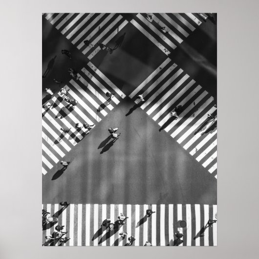 Pedestrian Crosswalk with People and Shadows Poster (Voorkant)