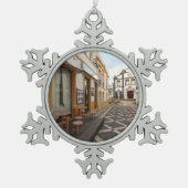 Pedestrische straat tin sneeuwvlok ornament (Voorkant)