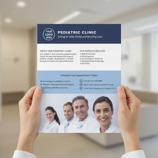Pediatric Clinic Custom Logo Photo QR Flyer