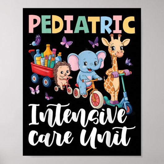 Pediatric Intensive Care Unit Cute Animals Groovy  Poster (Voorkant)