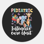 Pediatric Intensive Care Unit Cute Animals Groovy  Ronde Sticker (Voorkant)
