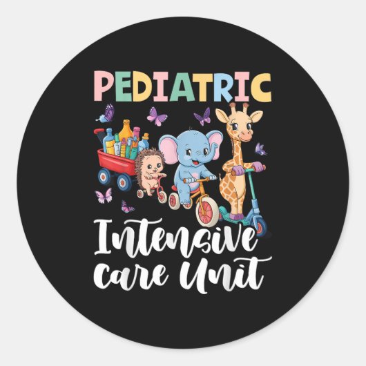 Pediatric Intensive Care Unit Cute Animals Groovy  Ronde Sticker (Voorkant)