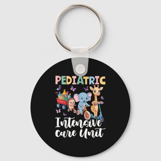 Pediatric Intensive Care Unit Cute Animals Groovy Sleutelhanger (Voorkant)