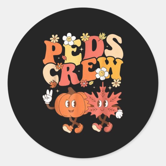 Pediatric Nurse Crew Thanksgiving Cute Pumpkin Ped Ronde Sticker (Voorkant)
