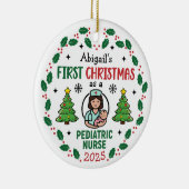 Pediatric Nurse First Christmas Tree Personalized  Keramisch Ornament (Rechts)