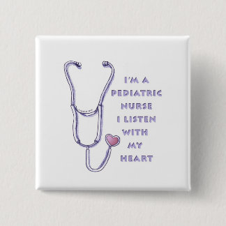 Pediatric Nurse Heart custom name pin Vierkante Button 5,1 Cm