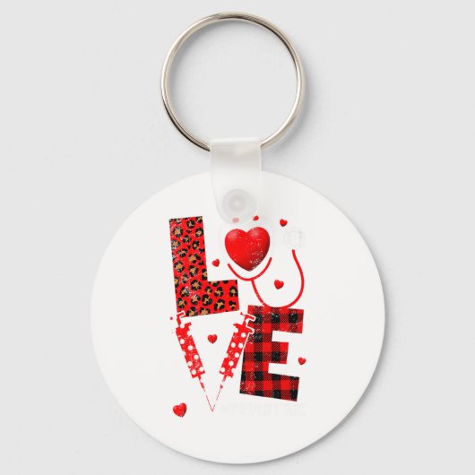 Pediatric Peds Nurse Valentines Day Love Heart Ste Sleutelhanger (Voorkant)