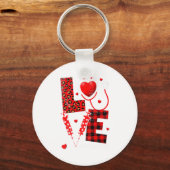 Pediatric Peds Nurse Valentines Day Love Heart Ste Sleutelhanger (Voorkant)
