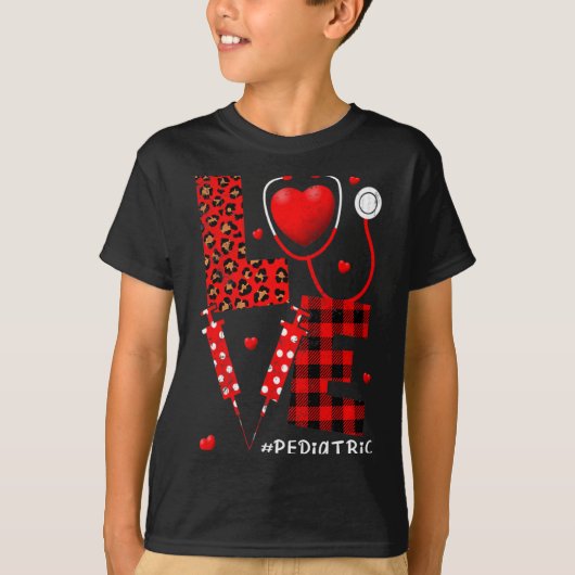 Pediatric Peds Nurse Valentines Day Love Heart Ste T-shirt (Voorkant)