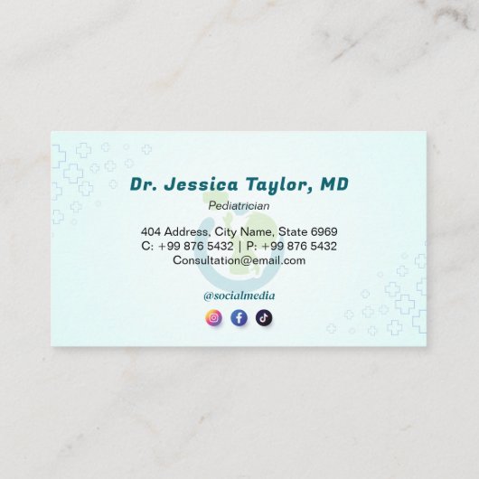 Pediatric Rehab Business | Blue Medical Visitekaartje (Achterkant)