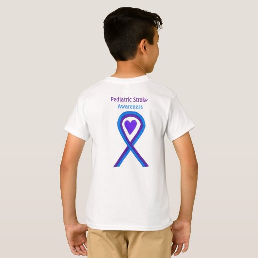 Pediatric Stroke Awareness Heart Ribbon T-shirt (Achterkant volledig)