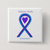 Pediatric Stroke Awareness Lintpen Buttonnen Vierkante Button 5,1 Cm (Voorkant)