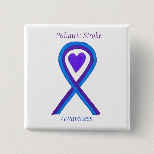 Pediatric Stroke Awareness Lintpen Buttonnen Vierkante Button 5,1 Cm (Voorkant)