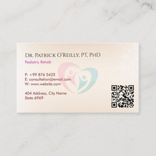 Pediatric Therapy Business | Light Red Visitekaartje (Voorkant)