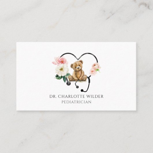Pediatrician Floral Stethoscope Appointment Card Afsprakenkaartje (Voorkant)