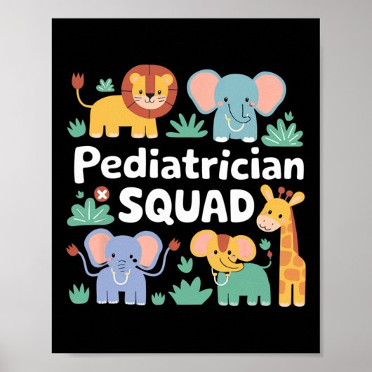 Pediatrician Squad Safari Animals Waardering Poster (Voorkant)