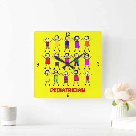 Pediatrician Stick Kids Clock Vierkante Klok (Huis)