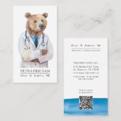 Pediatrician Waterverf Doctor Beer Medisch Visitekaartje (Voorkant / Achterkant)