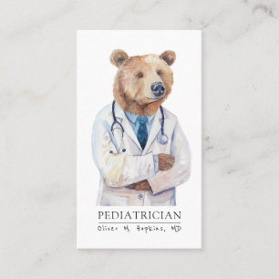 Pediatrician Waterverf Doctor Beer Medisch Visitekaartje