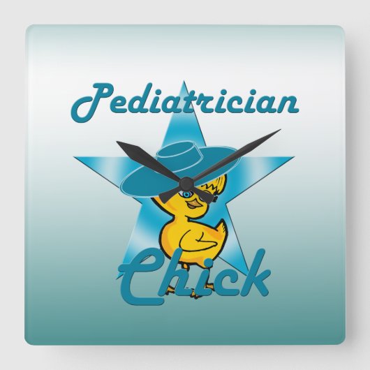 Pediatricicus Chick #7 Vierkante Klok (Voorkant)