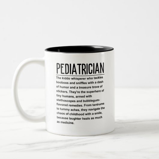 pediatricus tweekleurige koffiemok (Links)