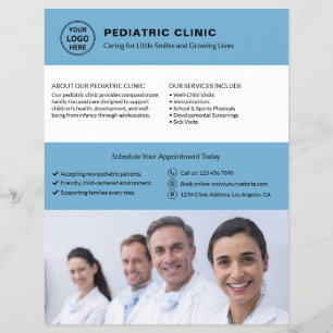 Pediatrisch kliniek arts logo foto QR blauw Flyer