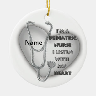 Pediatrisch verpleegkundige met grijs hart keramisch ornament