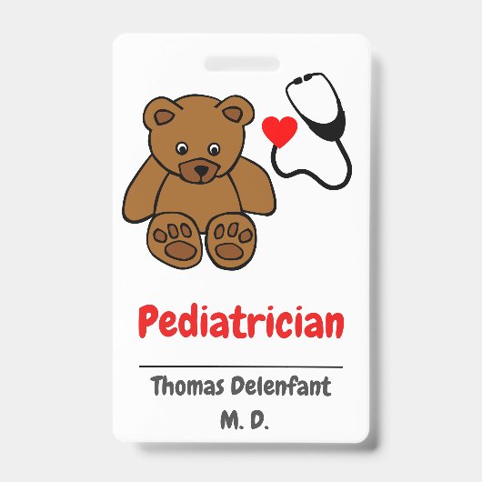 Pediatrische arts - teddy- en hartstethoscoop badge (Voorzijde)