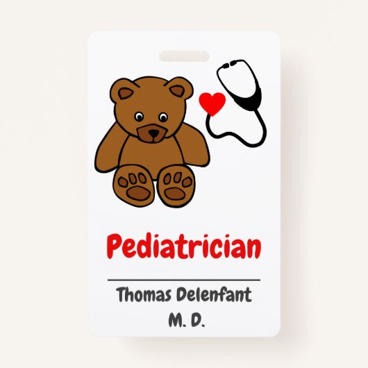 Pediatrische arts - teddy- en hartstethoscoop badge (Voorkant)