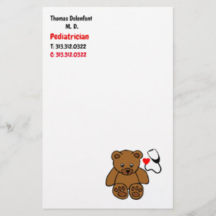 Pediatrische arts - teddy- en hartstethoscoop briefpapier